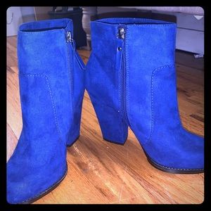 Blue suede booties- worn once